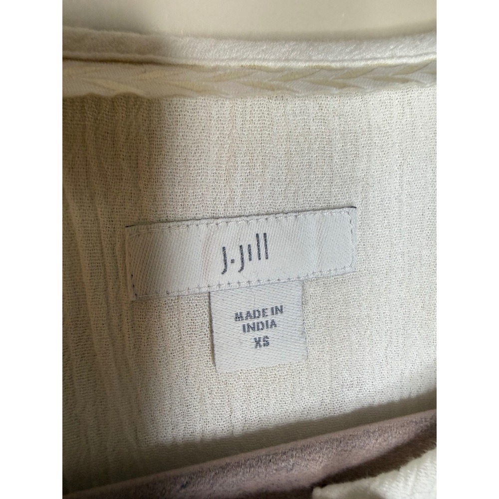 J. Jill White Crinkle Gauze Embroidered Beaded Sleeveless Midi Dress Womens XS - Picture 8 of 9